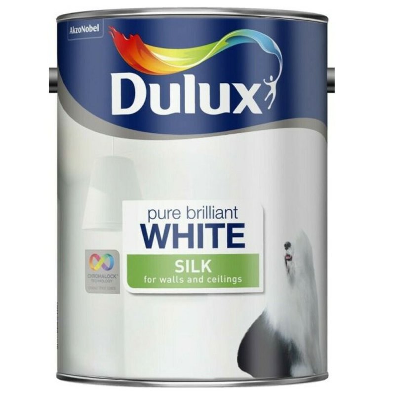 5L Dulux Vinyl Silk Pure Brilliant White Emulsion Paint | Pease of Garforth