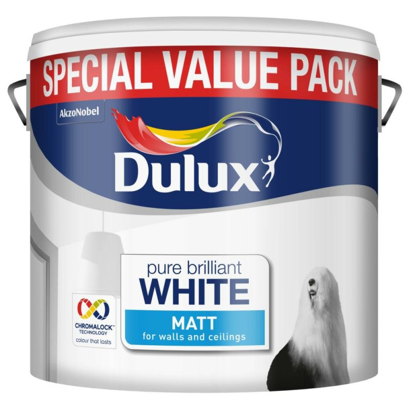 7L Dulux Pure Brilliant White Matt Emulsion Paint | Pease Of Garforth