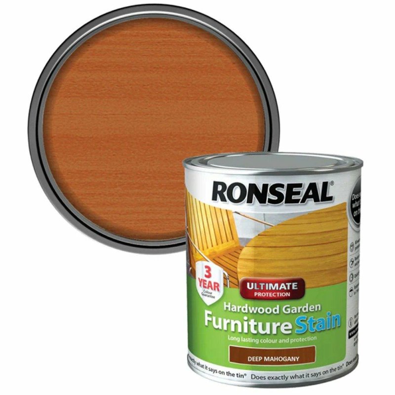 Ronseal 750ml Deep Mahogany Hardwood Garden Furniture Stain Pease of