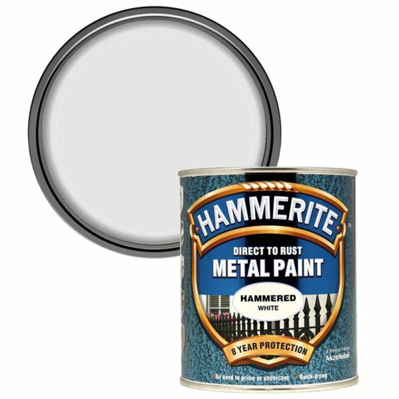 Hammerite 750ml Hammered Effect White Metal Paint Pease of Garforth